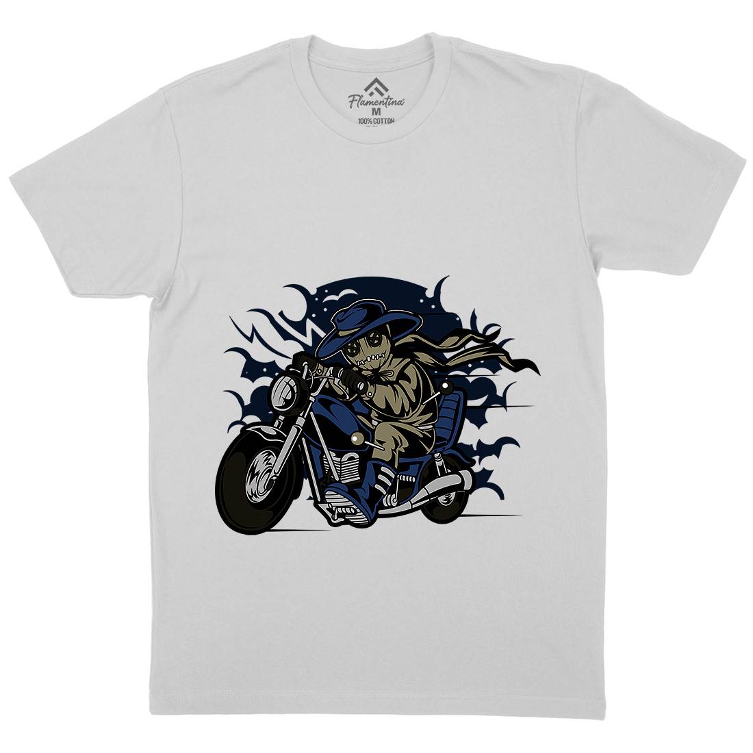 Voodoo Doll Biker Mens Crew Neck T-Shirt Motorcycles C469