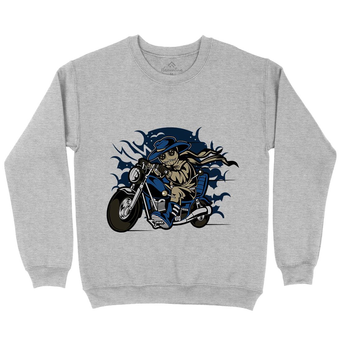 Voodoo Doll Biker Mens Crew Neck Sweatshirt Motorcycles C469
