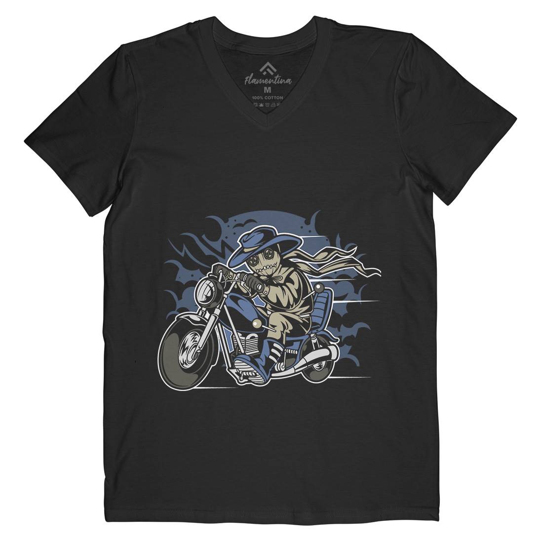 Voodoo Doll Biker Mens V-Neck T-Shirt Motorcycles C469