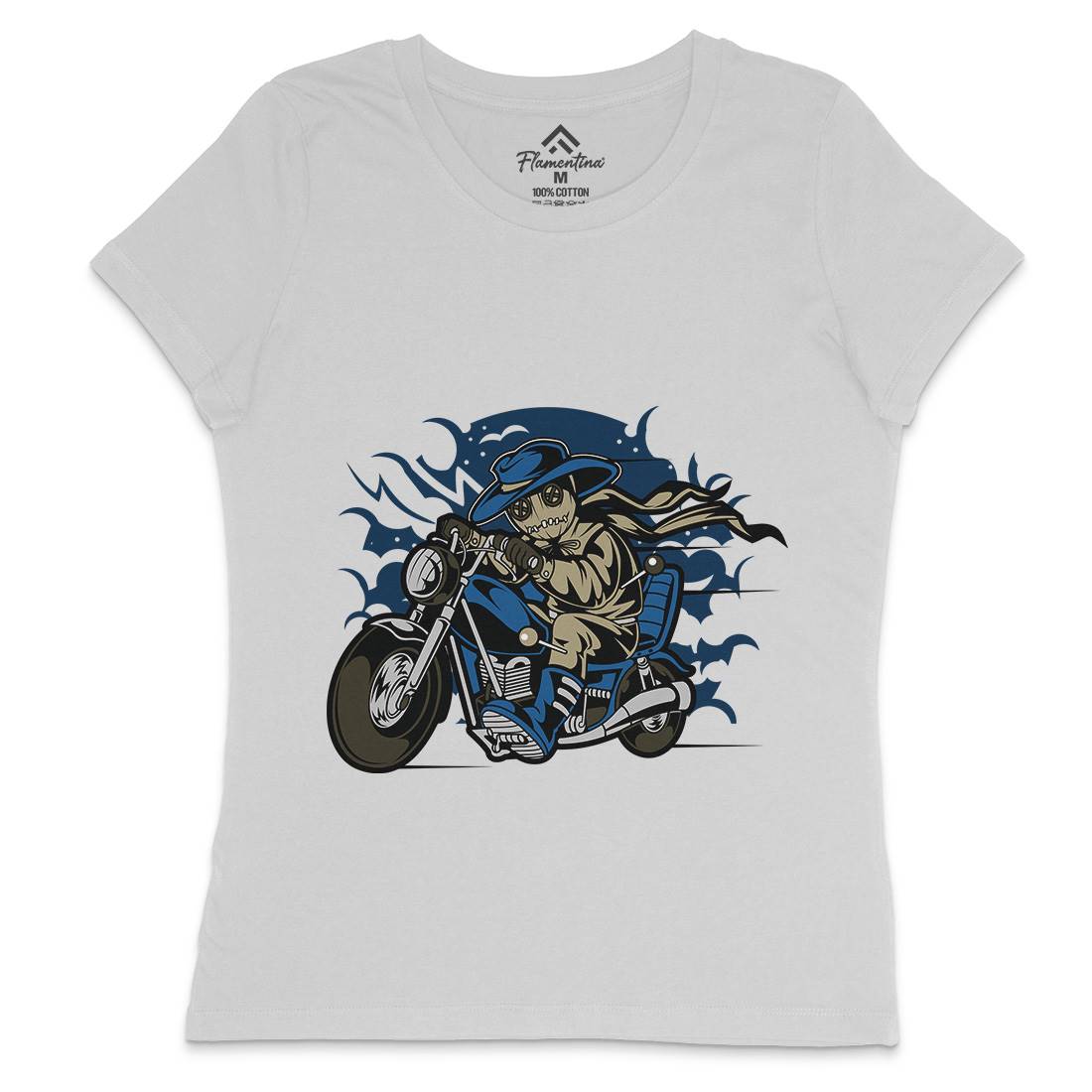 Voodoo Doll Biker Womens Crew Neck T-Shirt Motorcycles C469