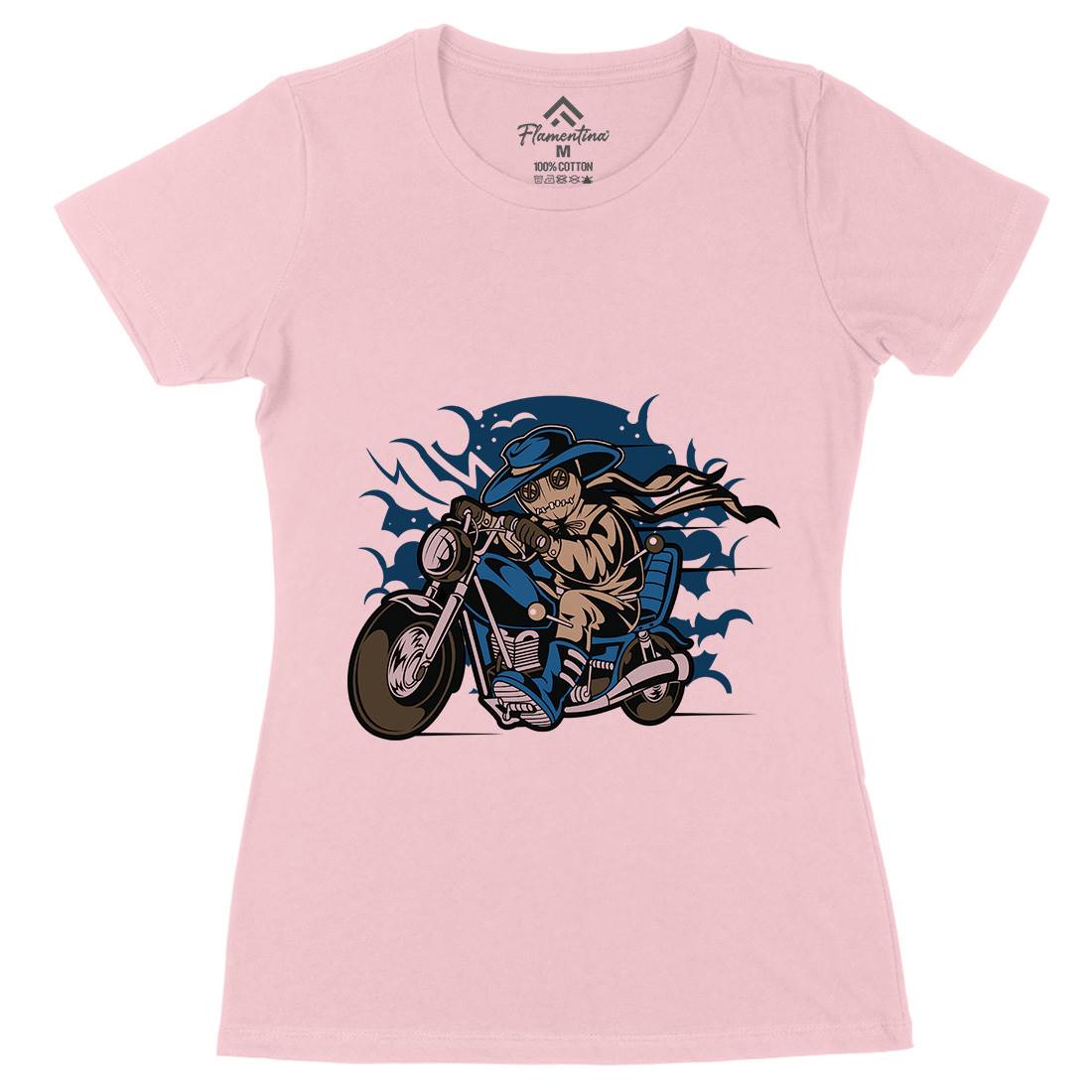 Voodoo Doll Biker Womens Organic Crew Neck T-Shirt Motorcycles C469