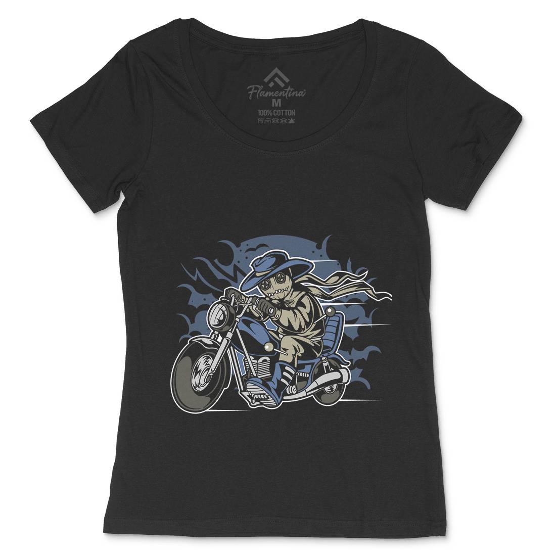 Voodoo Doll Biker Womens Scoop Neck T-Shirt Motorcycles C469