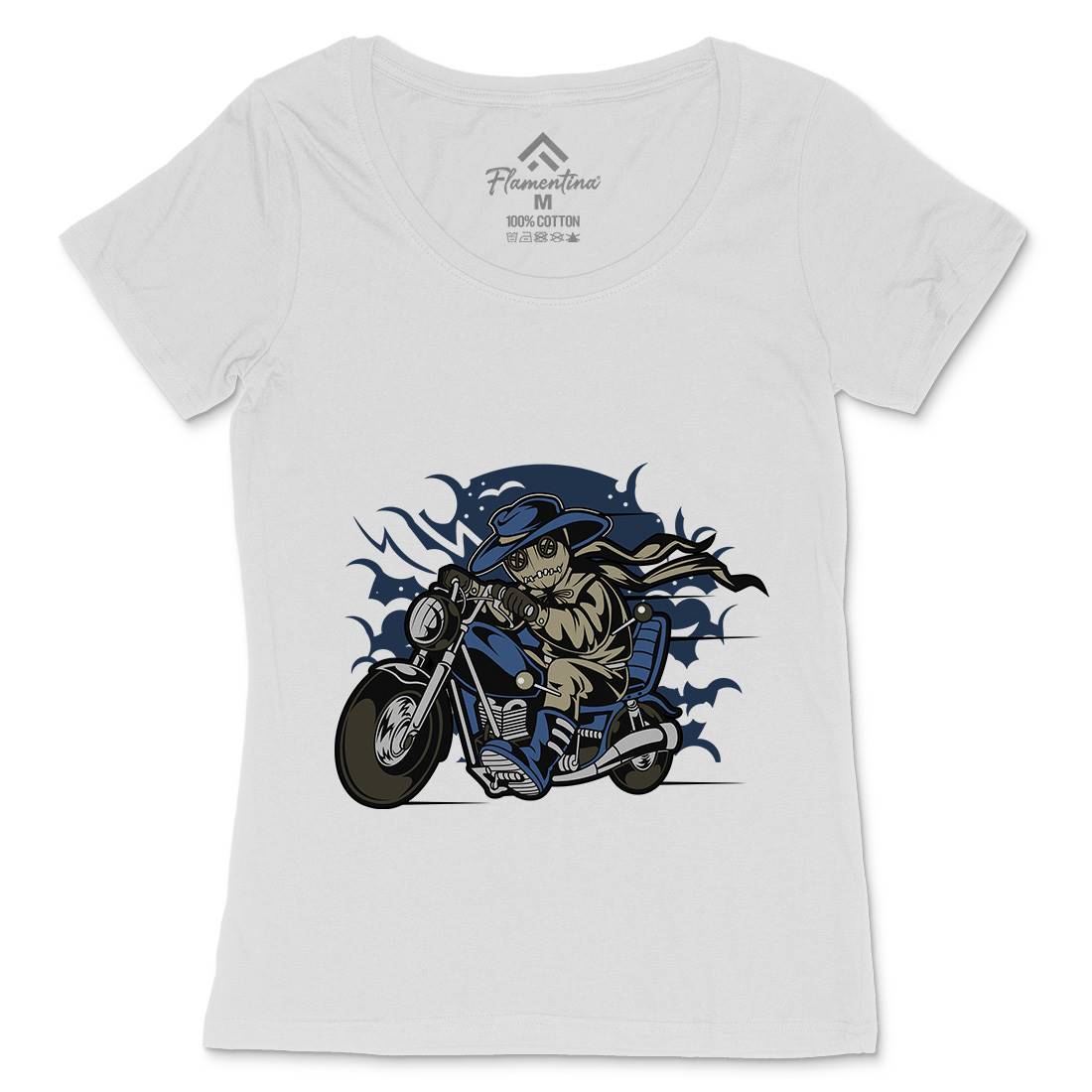 Voodoo Doll Biker Womens Scoop Neck T-Shirt Motorcycles C469
