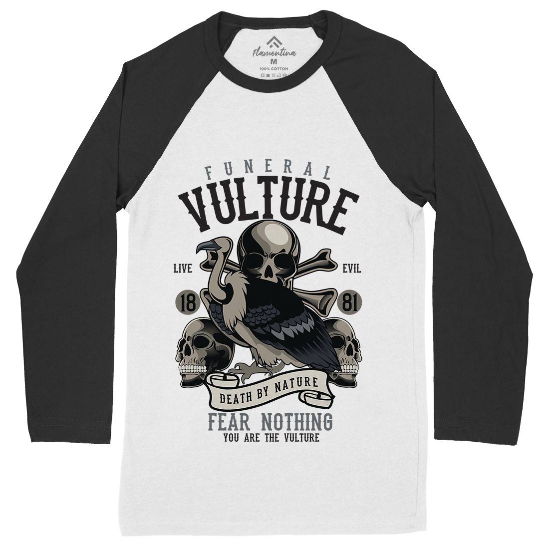 Vulture Mens Long Sleeve Baseball T-Shirt Horror C471