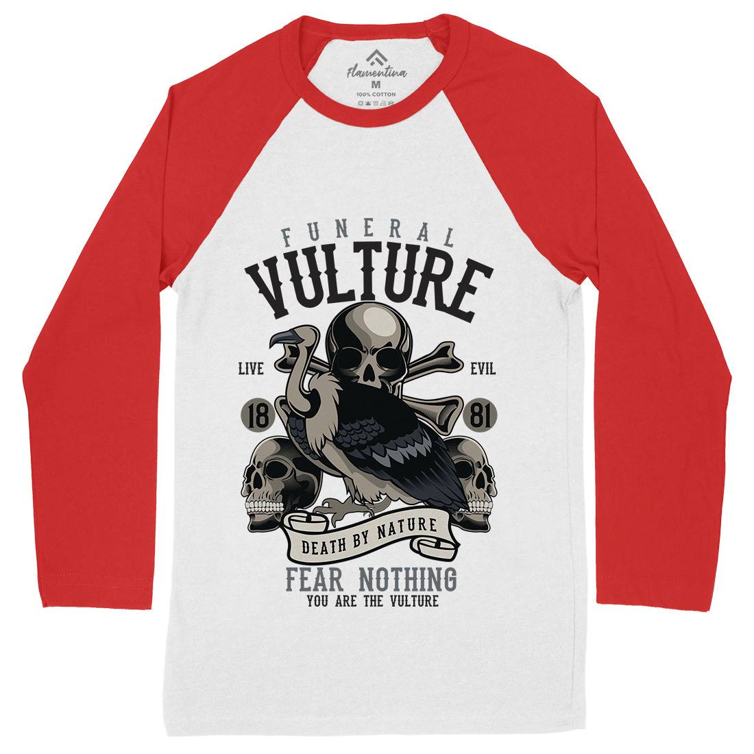 Vulture Mens Long Sleeve Baseball T-Shirt Horror C471