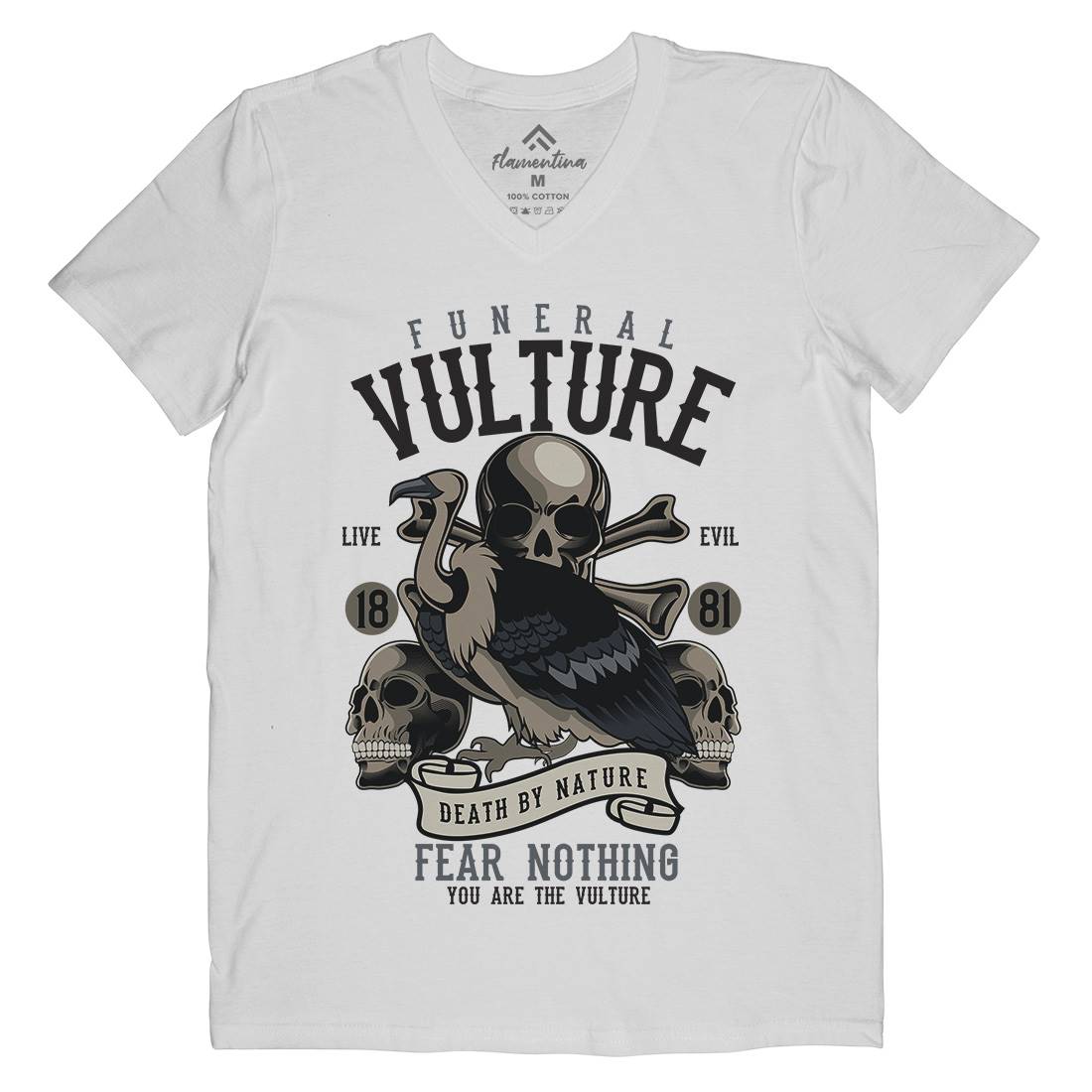 Vulture Mens Organic V-Neck T-Shirt Horror C471