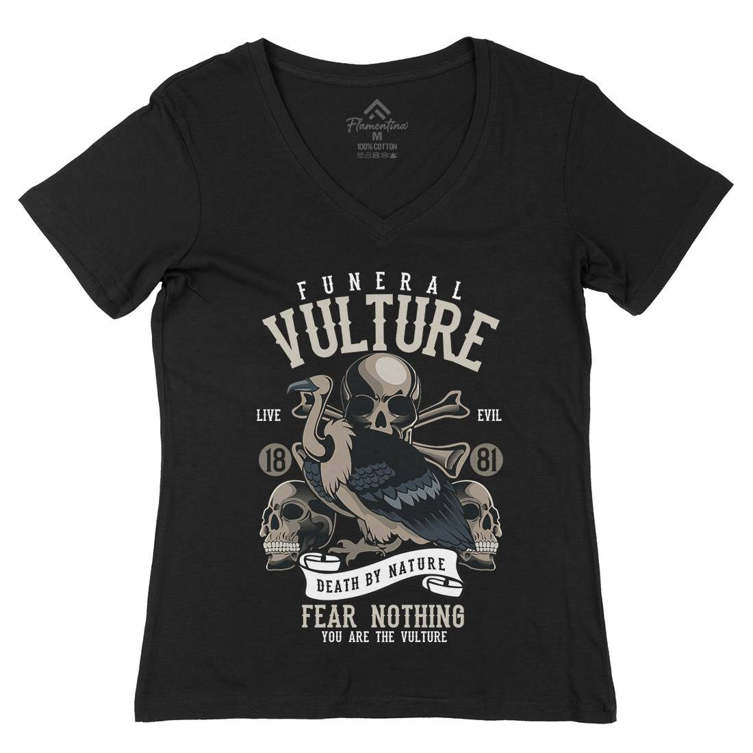 Vulture Womens Organic V-Neck T-Shirt Horror C471