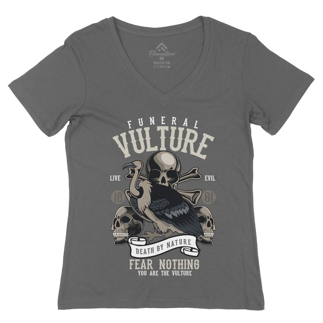 Vulture Womens Organic V-Neck T-Shirt Horror C471