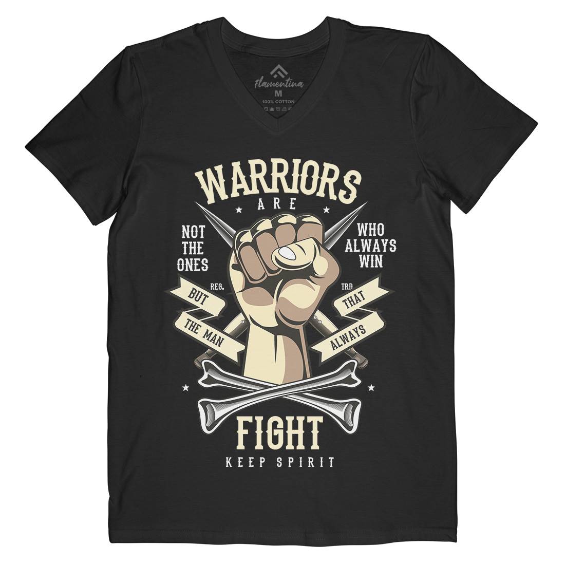 Warriors Fist Mens Organic V-Neck T-Shirt Warriors C472
