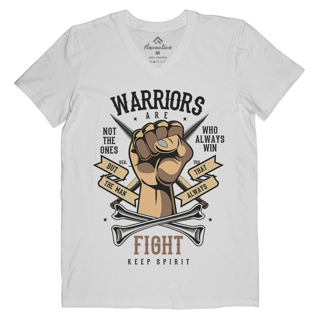 Warriors Fist Mens Organic V-Neck T-Shirt Warriors C472