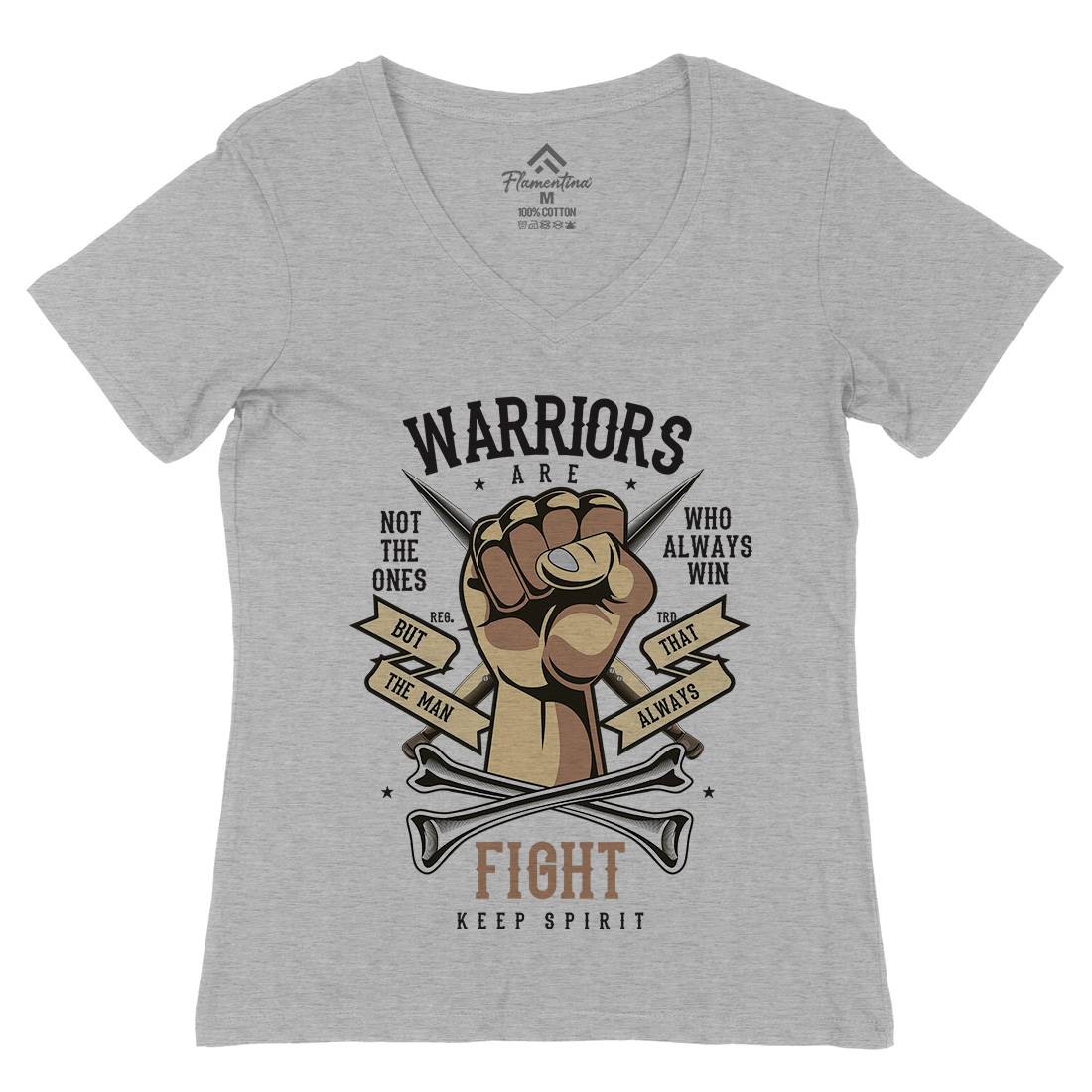 Warriors Fist Womens Organic V-Neck T-Shirt Warriors C472