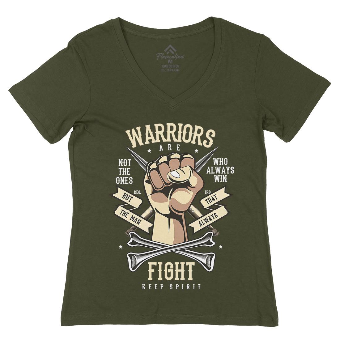 Warriors Fist Womens Organic V-Neck T-Shirt Warriors C472