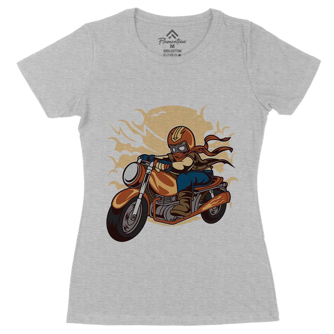 Wild Biker Womens Organic Crew Neck T-Shirt Motorcycles C473