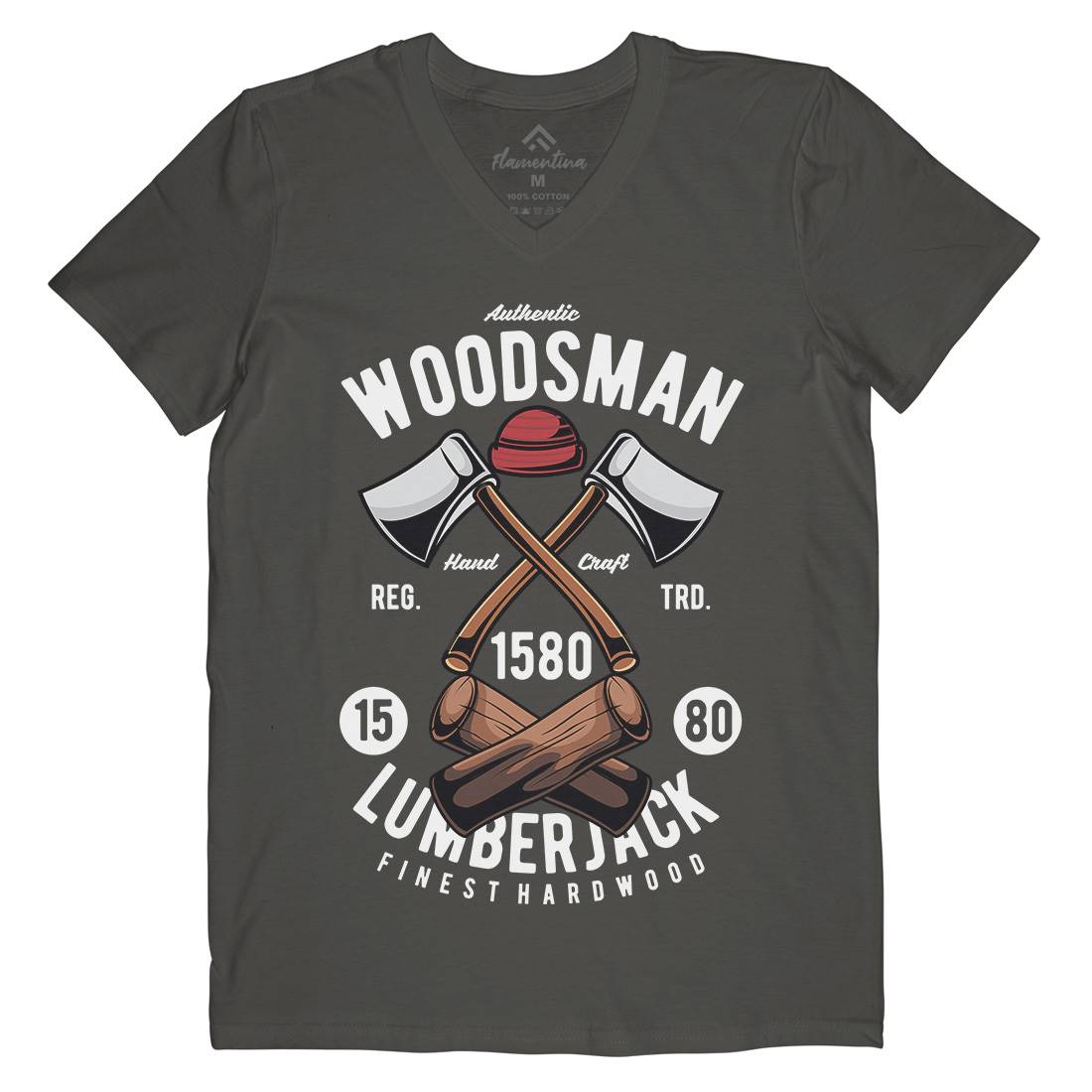 Woodsman Mens V-Neck T-Shirt Work C474