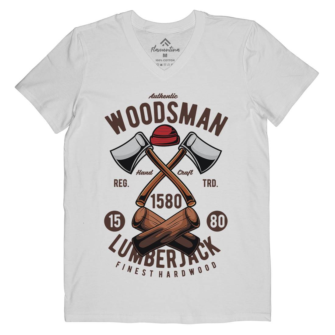 Woodsman Mens Organic V-Neck T-Shirt Work C474