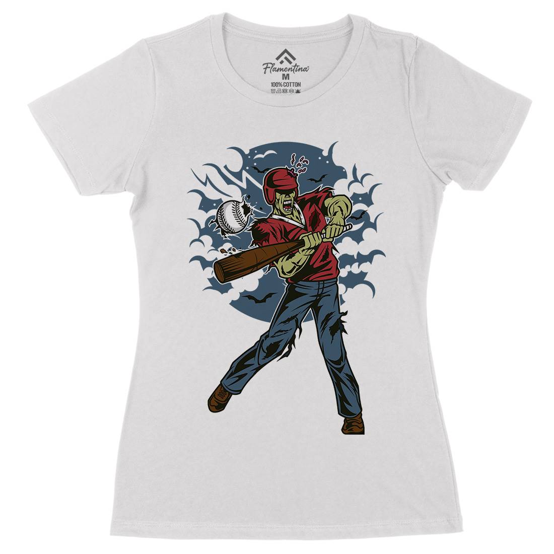 Zombie Baseball Womens Organic Crew Neck T-Shirt Sport C475