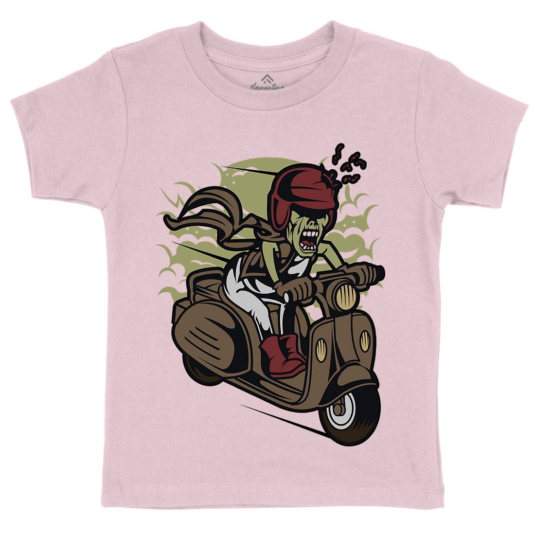 Zombie Scooter Kids Organic Crew Neck T-Shirt Motorcycles C476