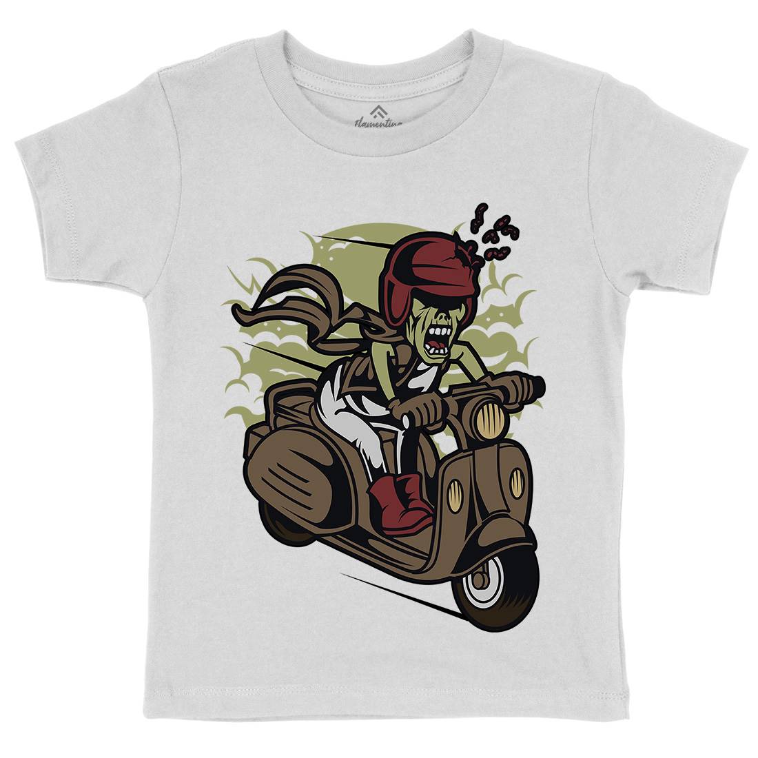 Zombie Scooter Kids Organic Crew Neck T-Shirt Motorcycles C476