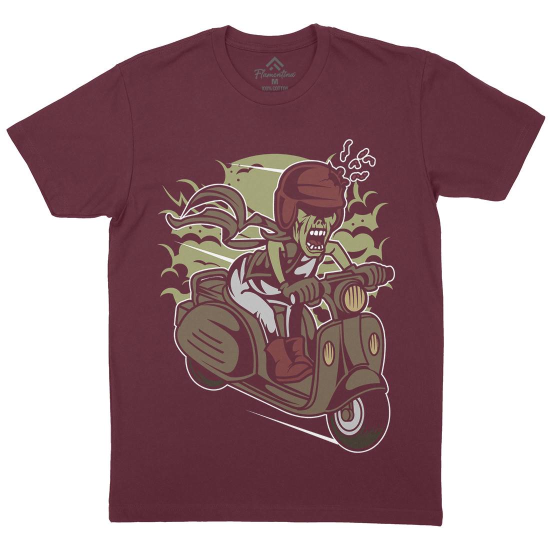 Zombie Scooter Mens Crew Neck T-Shirt Motorcycles C476