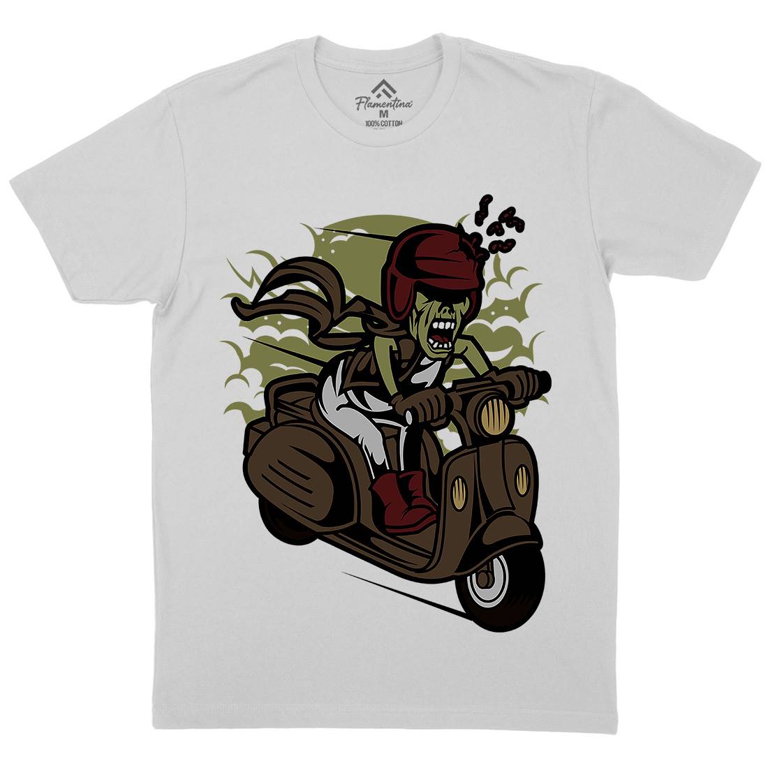 Zombie Scooter Mens Crew Neck T-Shirt Motorcycles C476
