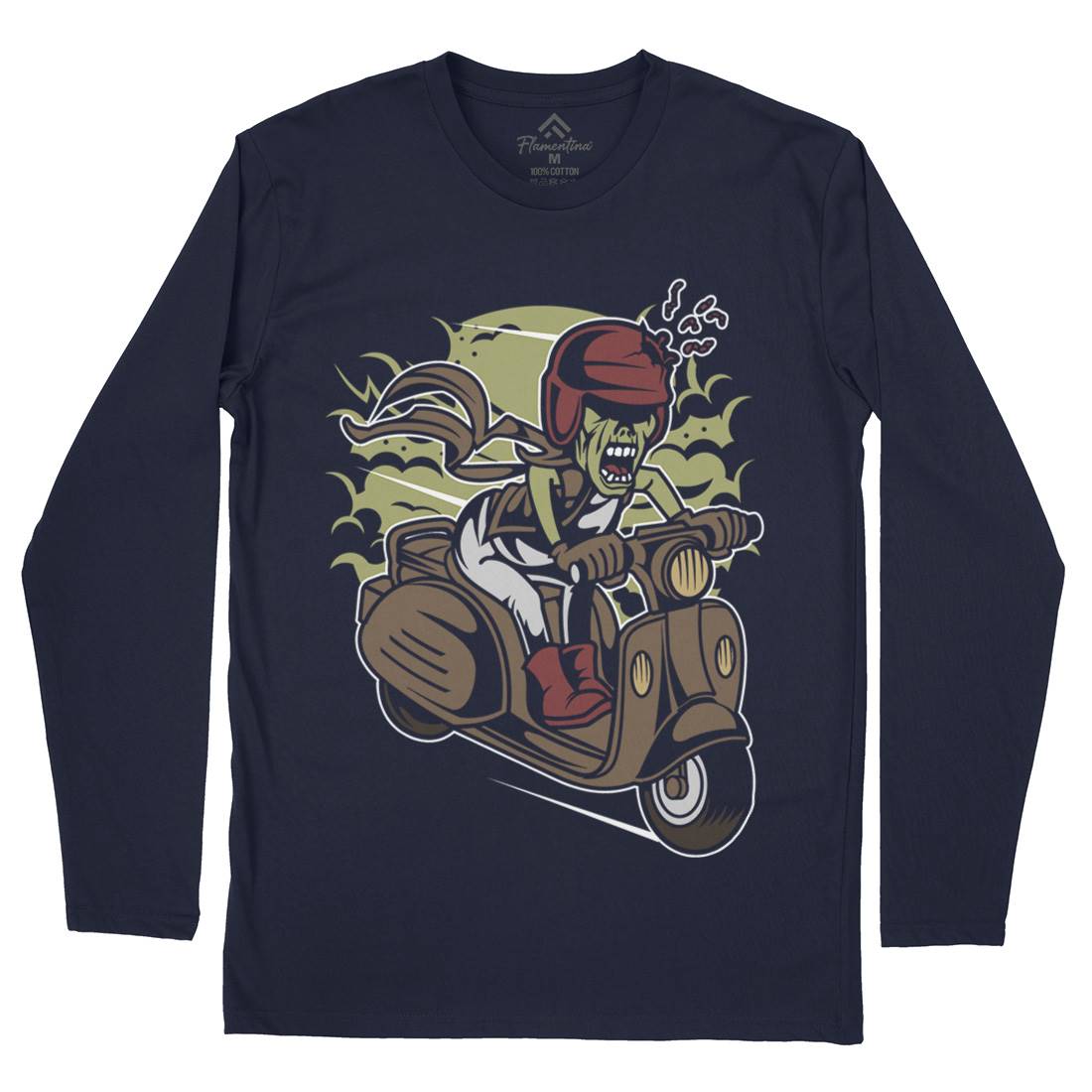Zombie Scooter Mens Long Sleeve T-Shirt Motorcycles C476
