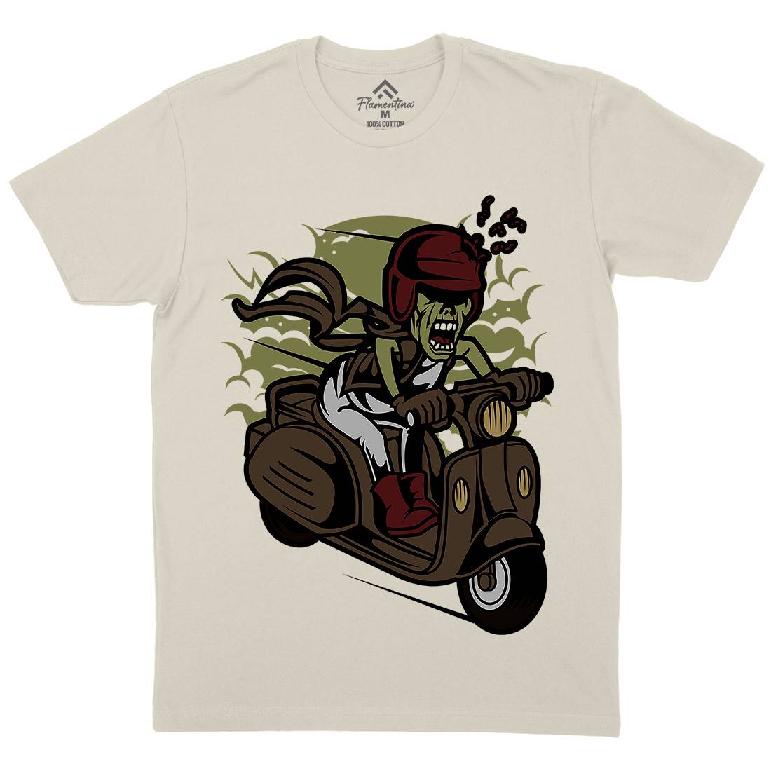 Zombie Scooter Mens Organic Crew Neck T-Shirt Motorcycles C476