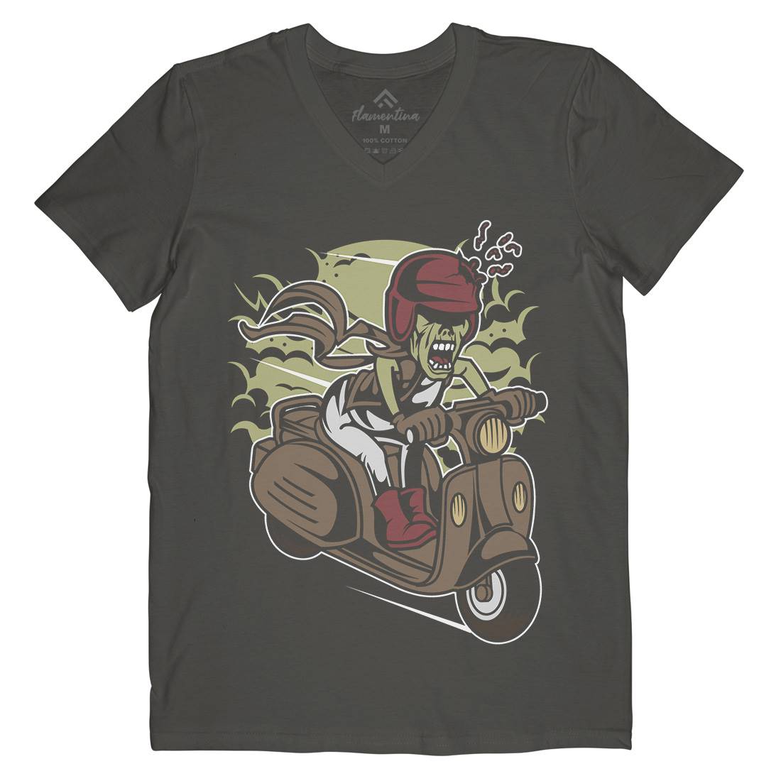 Zombie Scooter Mens V-Neck T-Shirt Motorcycles C476