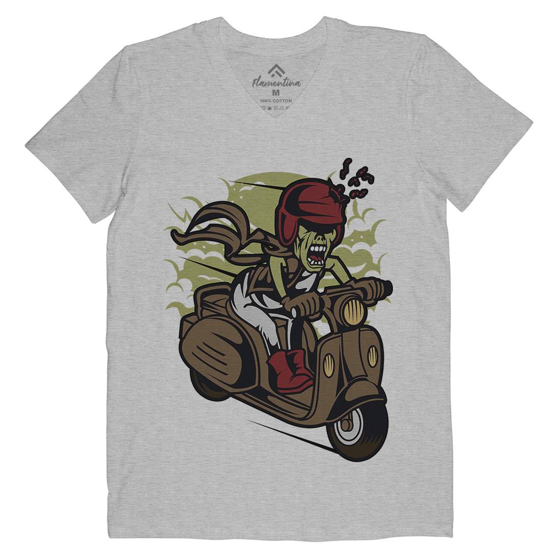 Zombie Scooter Mens V-Neck T-Shirt Motorcycles C476