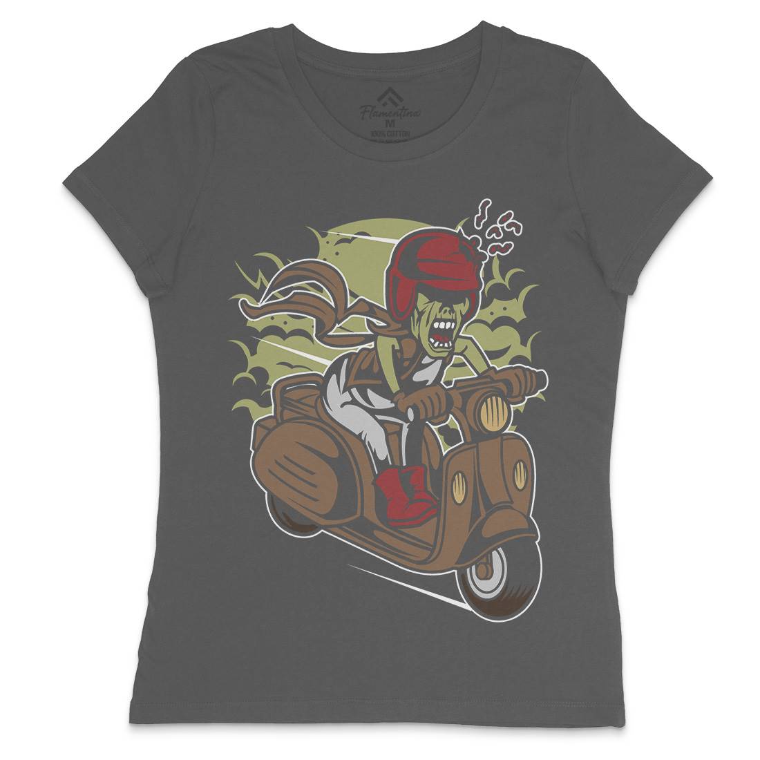 Zombie Scooter Womens Crew Neck T-Shirt Motorcycles C476