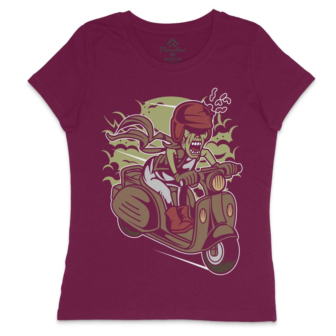 Zombie Scooter Womens Crew Neck T-Shirt Motorcycles C476