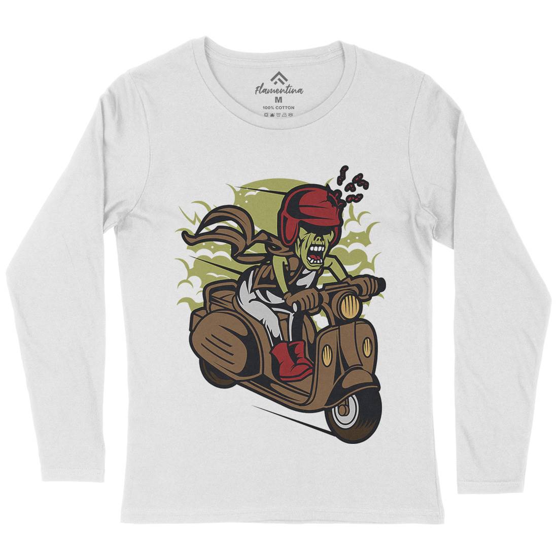 Zombie Scooter Womens Long Sleeve T-Shirt Motorcycles C476