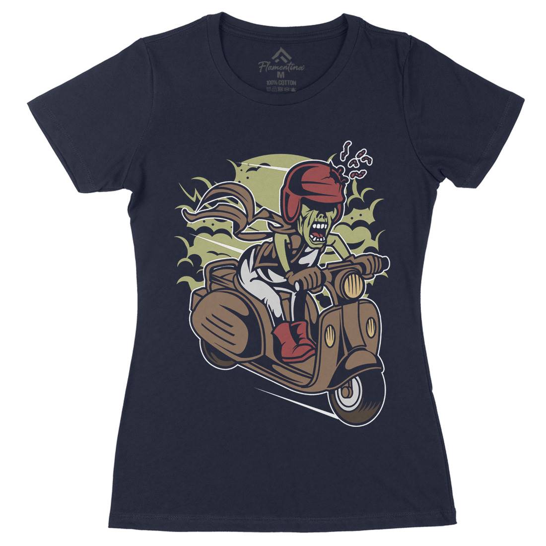 Zombie Scooter Womens Organic Crew Neck T-Shirt Motorcycles C476