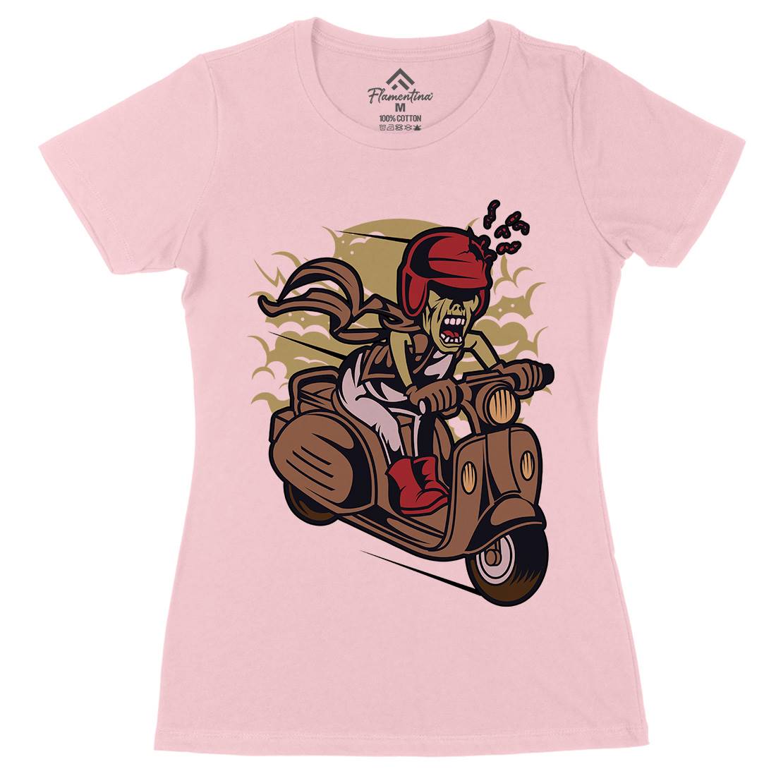 Zombie Scooter Womens Organic Crew Neck T-Shirt Motorcycles C476