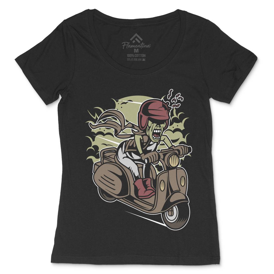 Zombie Scooter Womens Scoop Neck T-Shirt Motorcycles C476