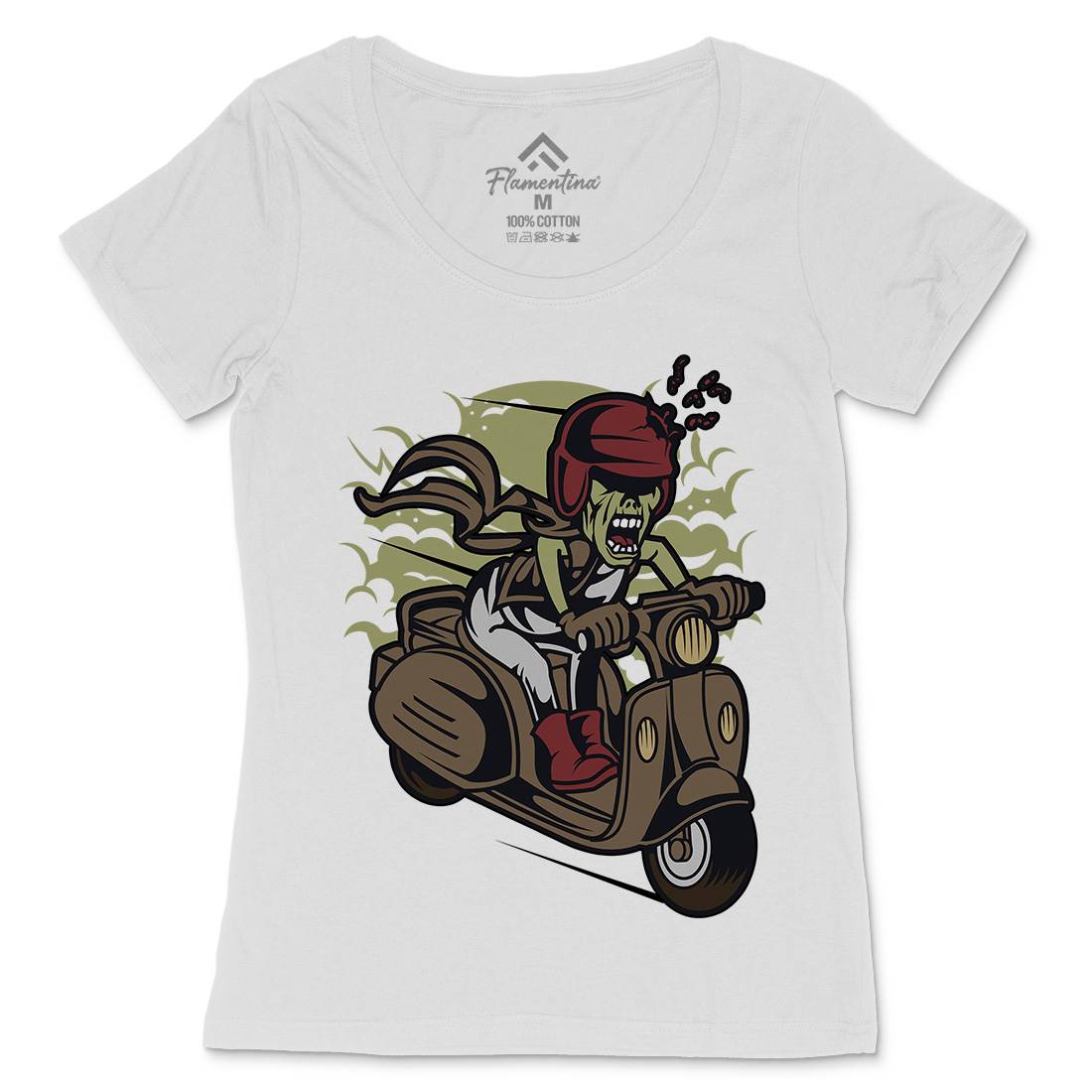 Zombie Scooter Womens Scoop Neck T-Shirt Motorcycles C476