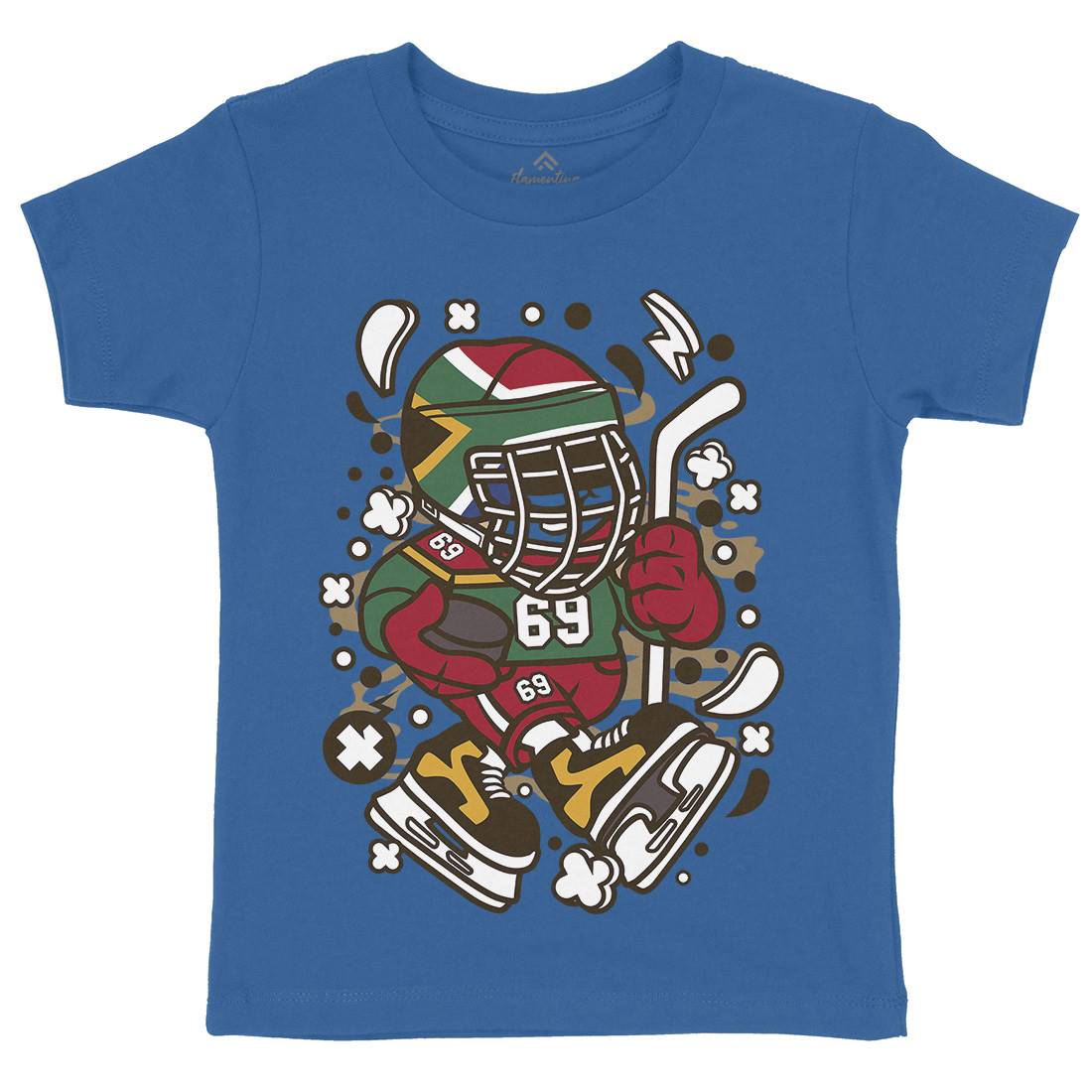 African Hockey Kid Kids Crew Neck T-Shirt Sport C477