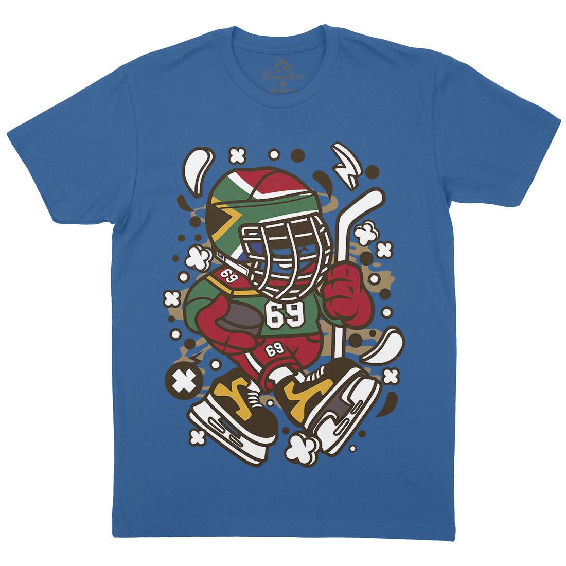 African Hockey Kid Mens Crew Neck T-Shirt Sport C477