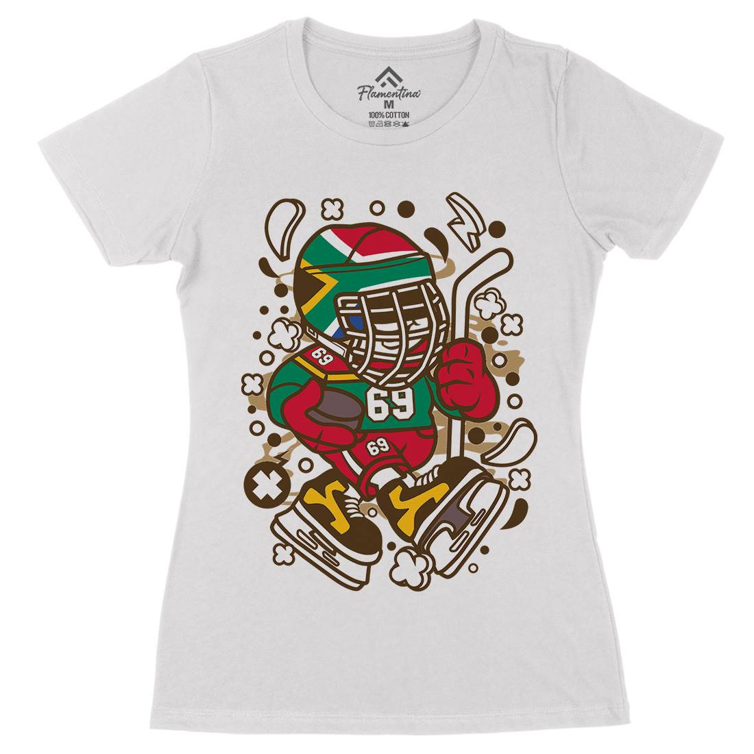 African Hockey Kid Womens Organic Crew Neck T-Shirt Sport C477