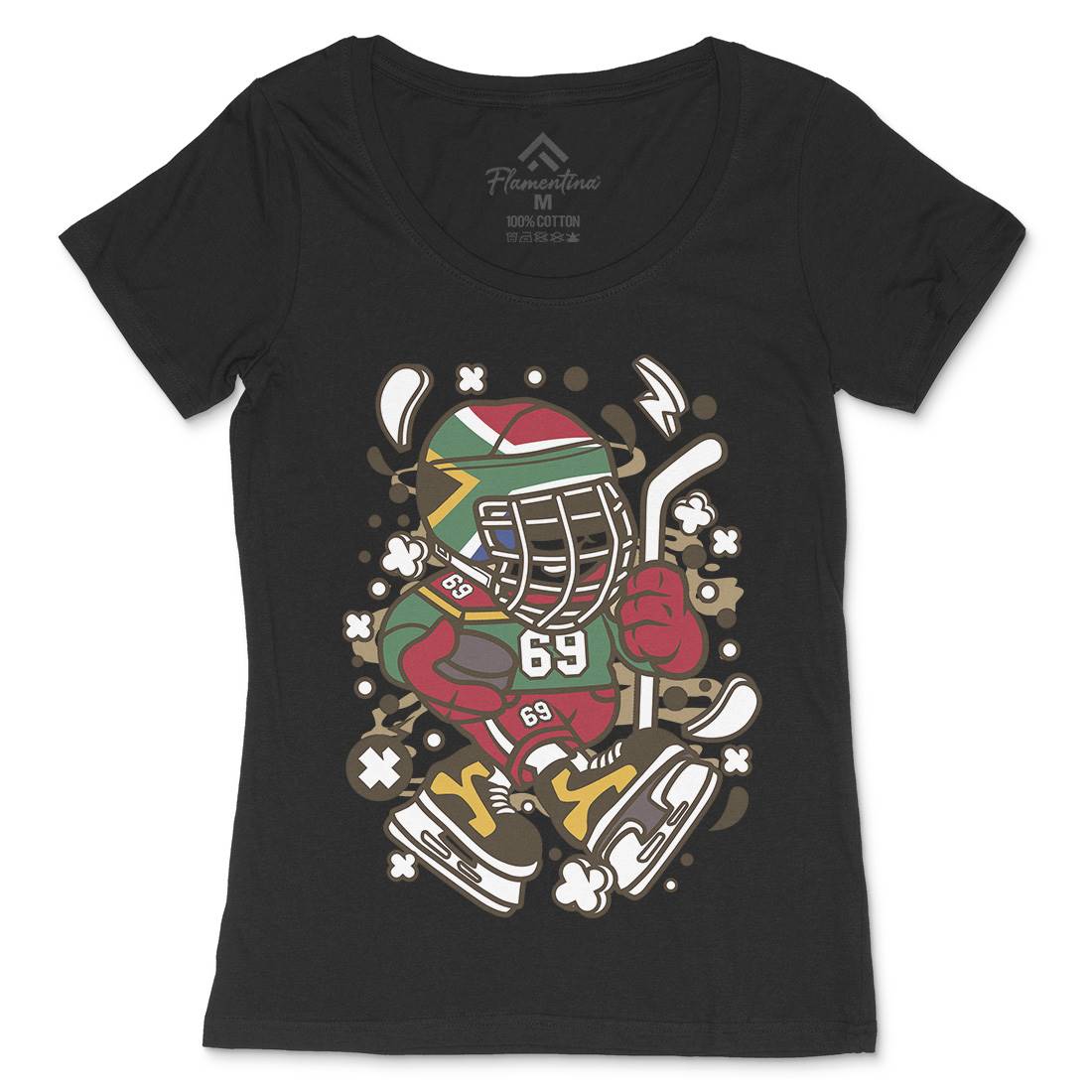 African Hockey Kid Womens Scoop Neck T-Shirt Sport C477