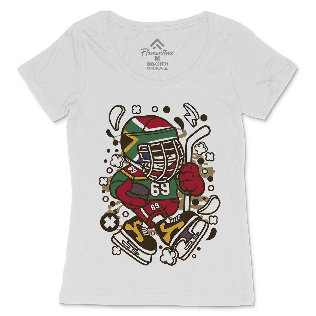 African Hockey Kid Womens Scoop Neck T-Shirt Sport C477