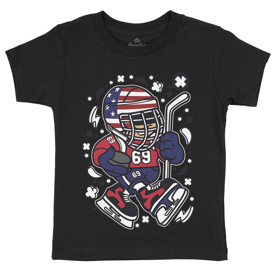 American Hockey Kid Kids Crew Neck T-Shirt Sport C478