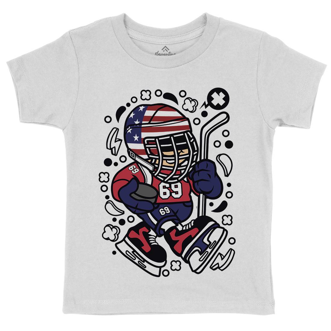 American Hockey Kid Kids Crew Neck T-Shirt Sport C478