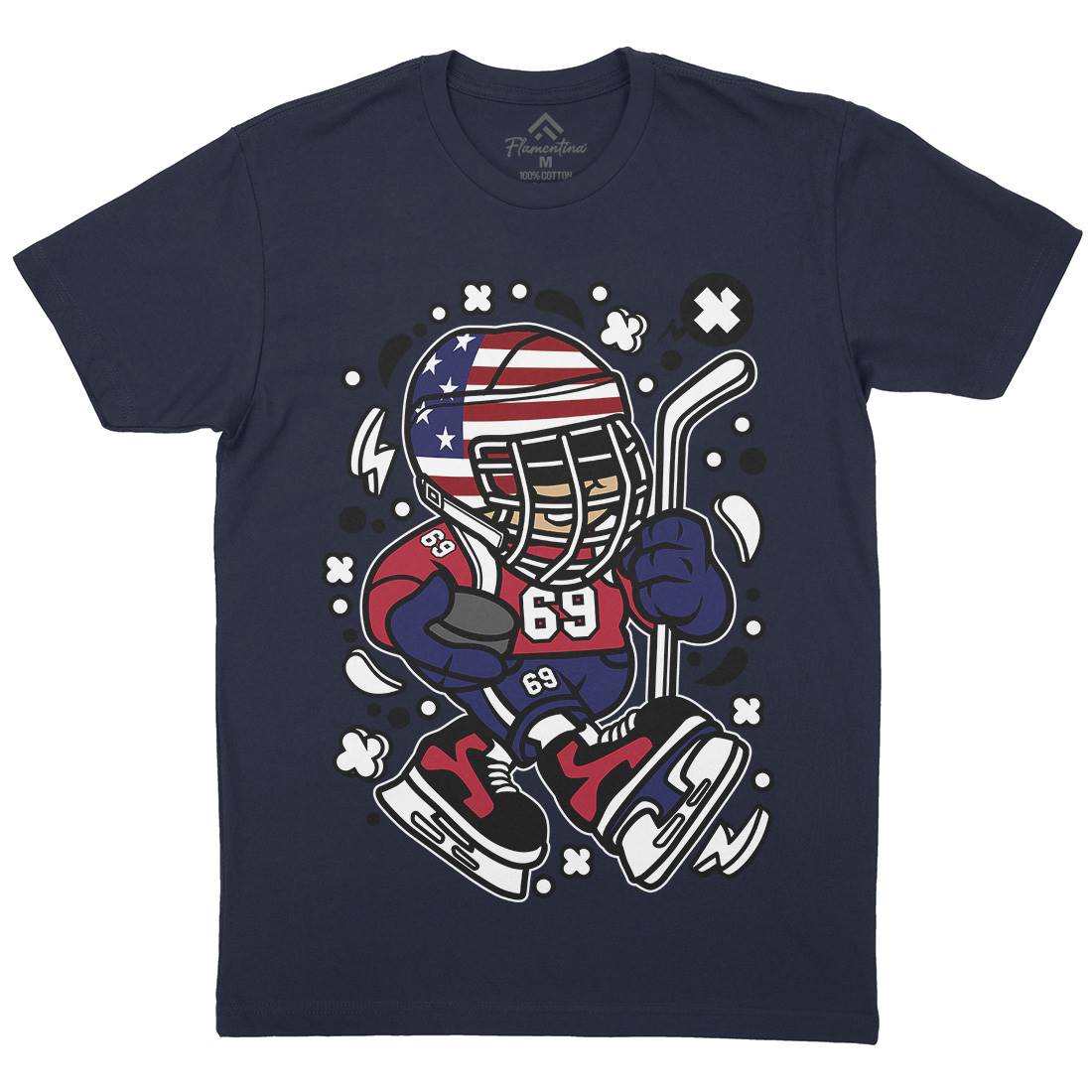 American Hockey Kid Mens Crew Neck T-Shirt Sport C478