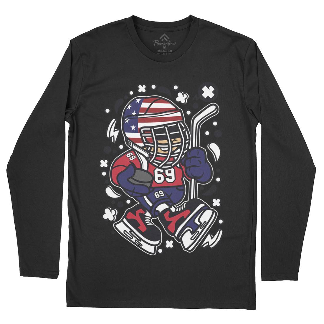 American Hockey Kid Mens Long Sleeve T-Shirt Sport C478