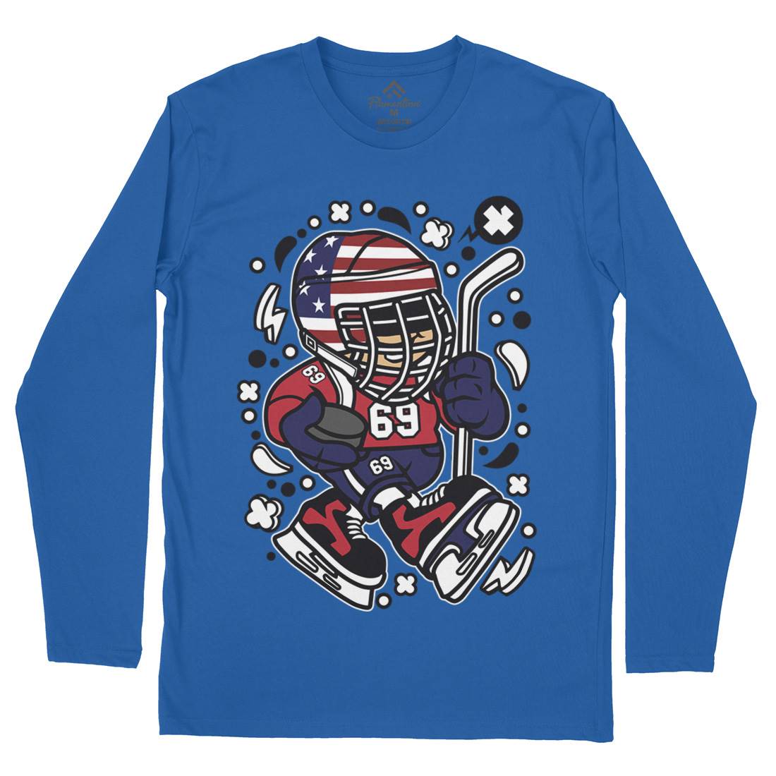 American Hockey Kid Mens Long Sleeve T-Shirt Sport C478