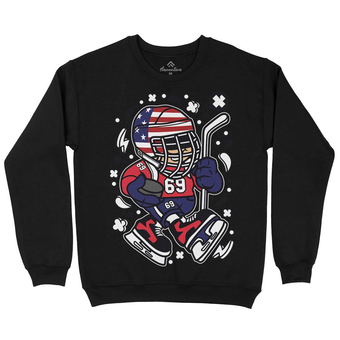 American Hockey Kid Mens Crew Neck Sweatshirt Sport C478