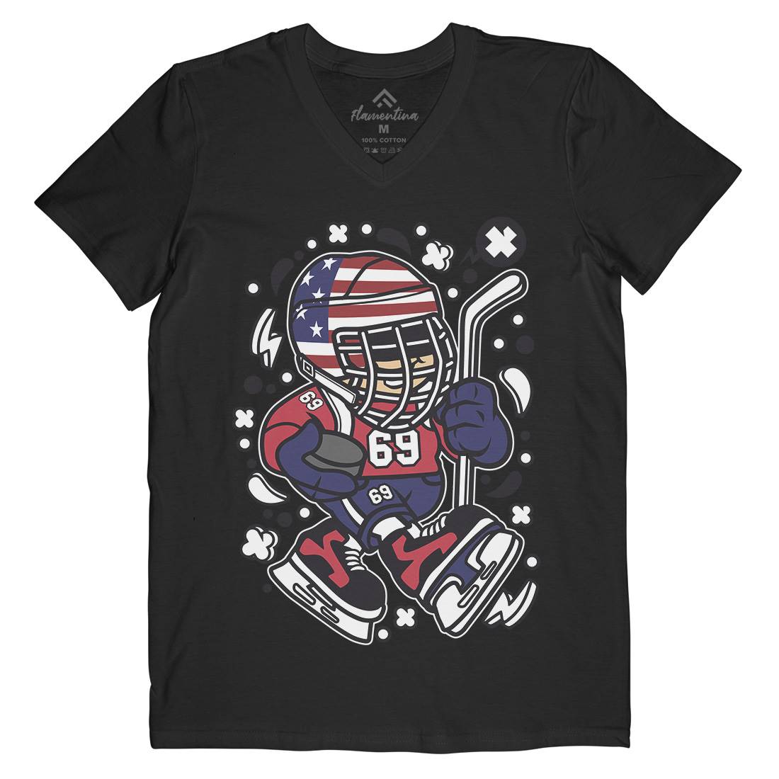 American Hockey Kid Mens V-Neck T-Shirt Sport C478