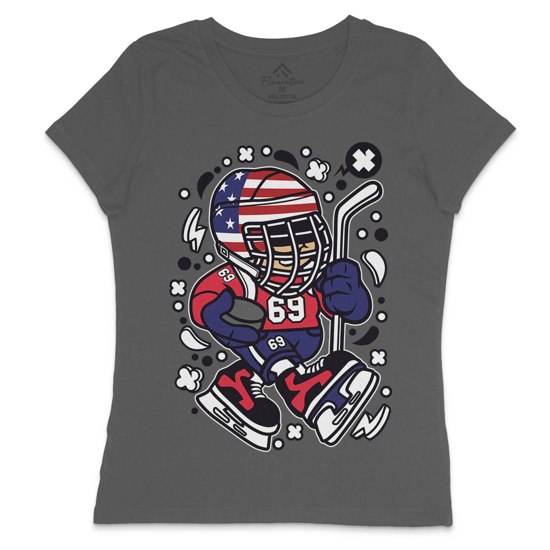 American Hockey Kid Womens Crew Neck T-Shirt Sport C478