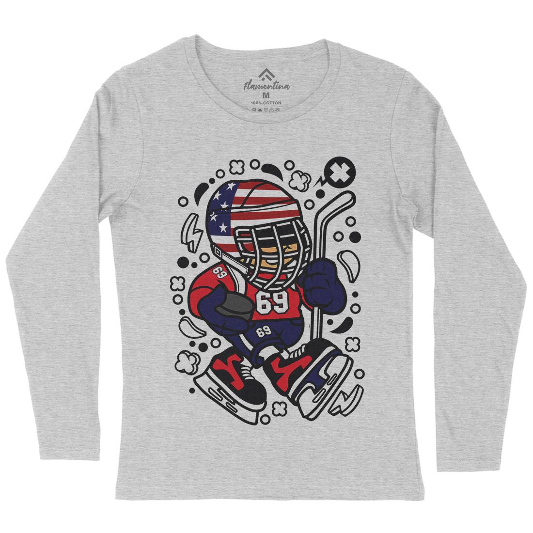 American Hockey Kid Womens Long Sleeve T-Shirt Sport C478