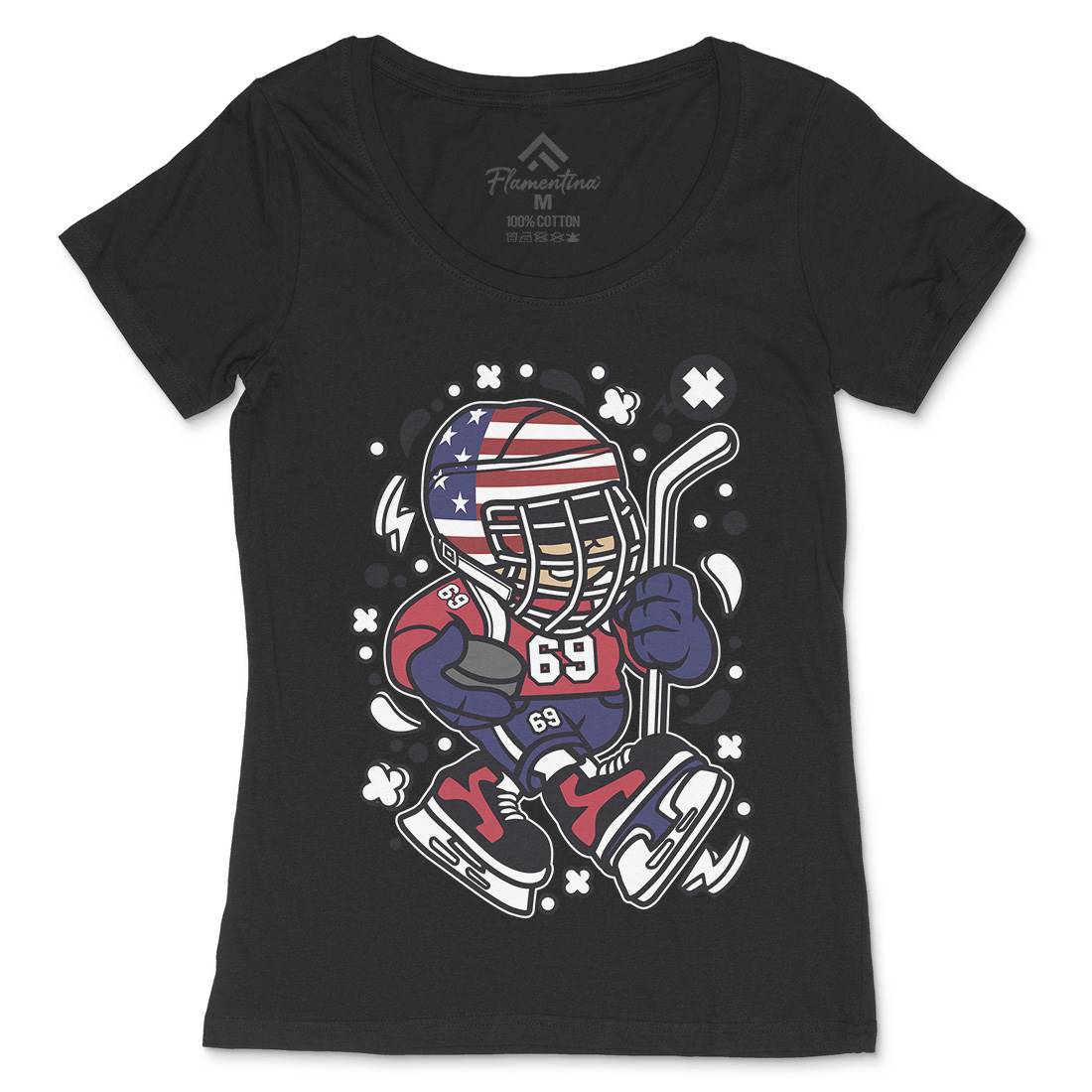 American Hockey Kid Womens Scoop Neck T-Shirt Sport C478